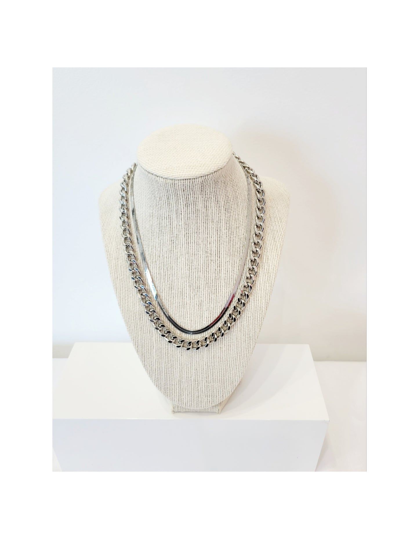 Silver Double necklace