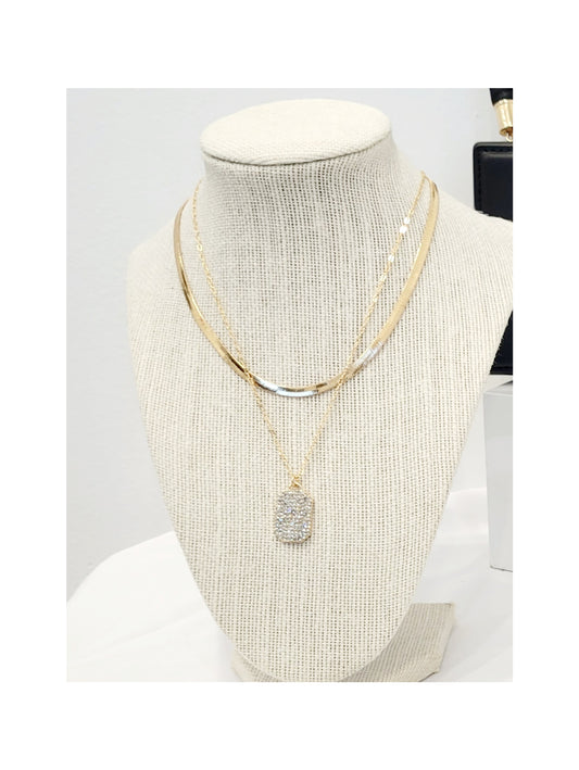 Double Herringbone Gold Necklace