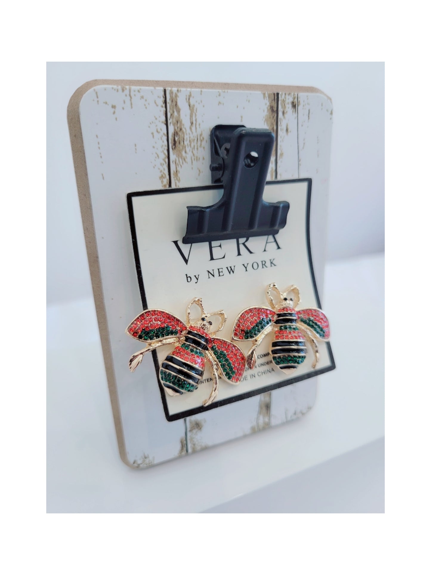 GG Bee earrings (red and green with gold)