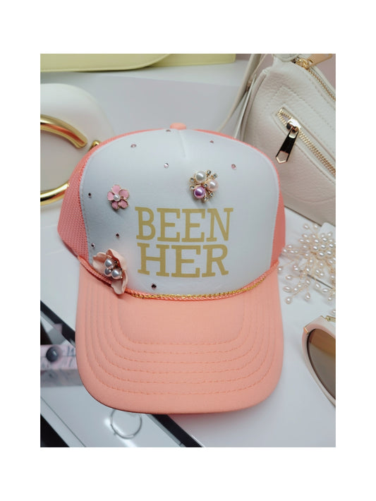 Been Her Cap (coral and white)